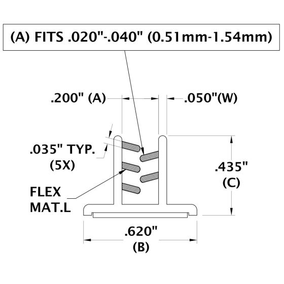 Fits up to 3/64" material - 3 IN. Long Versa Grip Small Base (0.51-1.54 mm.)