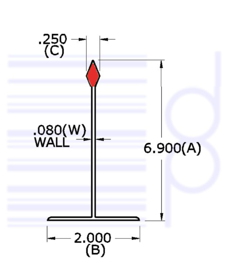 7 IN.  Clear Divider w/ Red Tip. 36 IN.